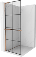 Mexen Kioto+ L shower wall with shelf Walk-in 80 x 200 cm, black grid, rose gold - 800-080-123-60-77
