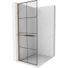 Mexen Kioto+ L shower wall with shelf Walk-in 90 x 200 cm, black grid, rose gold - 800-090-123-60-77