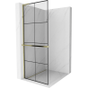 Mexen Kioto+ L shower wall with Walk-in shelf 70 x 200 cm, black grid, gold - 800-070-123-50-77