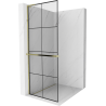 Mexen Kioto+ L shower panel with shelf Walk-in 90 x 200 cm, black grid, gold - 800-090-123-50-77