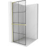 Mexen Kioto+ L shower wall with Walk-in shelf 80 x 200 cm, black grid, brushed gold - 800-080-123-55-77
