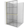 Mexen Kioto+ L shower wall with shelf Walk-in 120 x 200 cm, black grid, brushed gold - 800-120-123-55-77