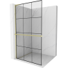 Mexen Kioto+ L Shower Wall with Walk-in Shelf 120 x 200 cm, black pattern, brushed gold - 800-120-123-55-77