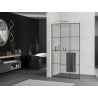 Mexen Kioto+ L Shower Wall with Walk-in Shelf 120 x 200 cm, black pattern, brushed gold - 800-120-123-55-77