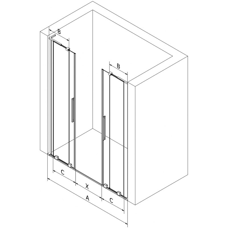 Mexen Velar L Duo sliding shower door 180 cm, transparent, white - 871-180-003-02-20