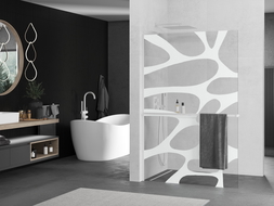 Mexen Kioto+ L shower panel with shelf Walk-in 80 x 200 cm, white wave, white - 800-080-123-20-97