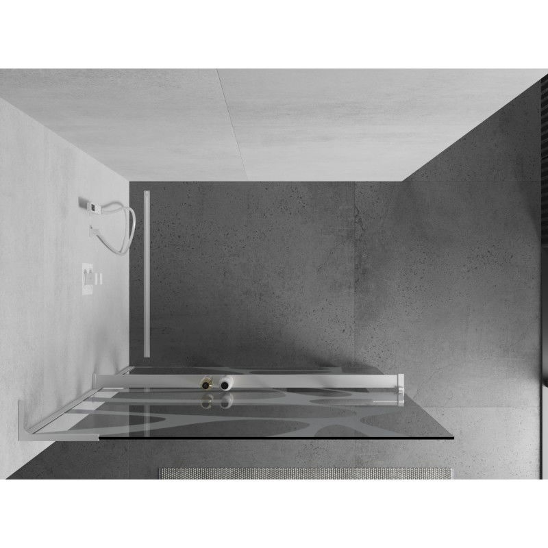 Mexen Kioto+ L shower panel with shelf Walk-in 80 x 200 cm, white wave, white - 800-080-123-20-97