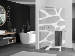 Mexen Kioto+ L shower wall with shelf Walk-in 80 x 200 cm, white wave, chrome - 800-080-123-01-97
