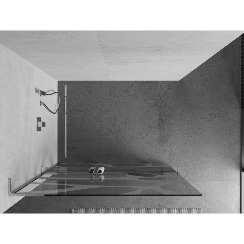 Mexen Kioto+ L shower wall with shelf Walk-in 80 x 200 cm, white wave, chrome - 800-080-123-01-97