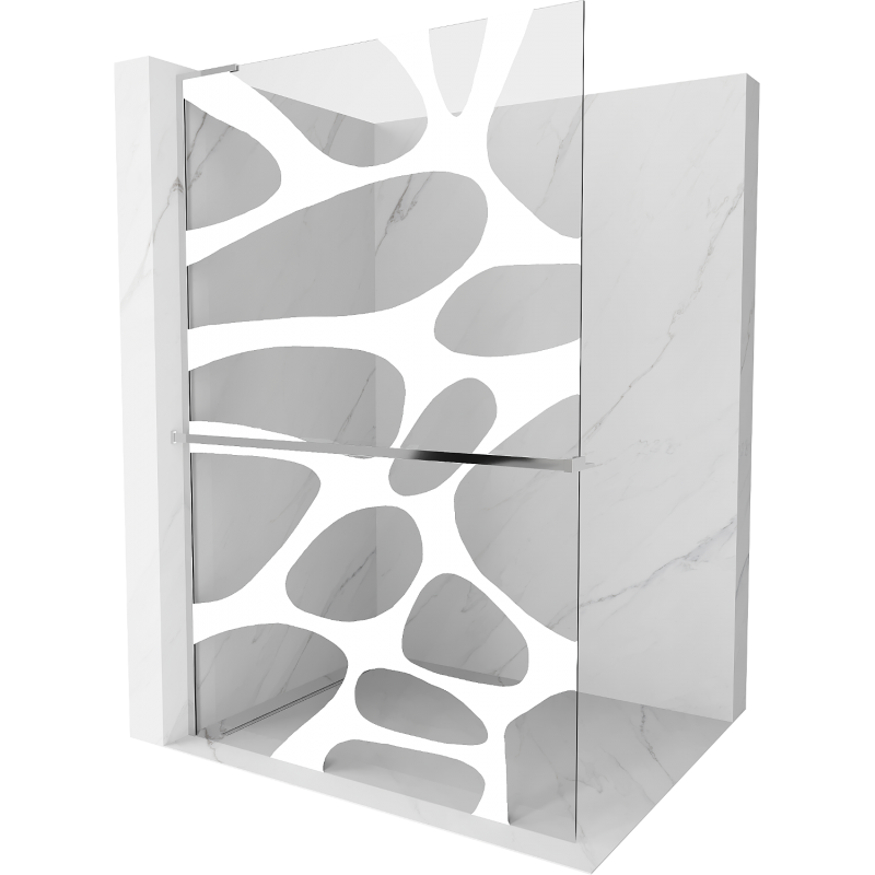 Mexen Kioto+ L shower wall with shelf Walk-in 80 x 200 cm, white wave, chrome - 800-080-123-01-97