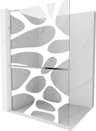 Mexen Kioto+ L Shower Wall with Walk-in Shelf 110 x 200 cm, White Pattern, Chrome - 800-110-123-01-97