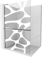Mexen Kioto+ L shower wall with shelf Walk-in 100 x 200 cm, white wave, brushed gun gray - 800-100-123-66-97