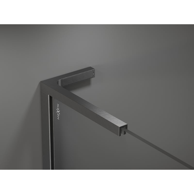 Mexen Kioto+ L shower wall with shelf Walk-in 100 x 200 cm, white wave, brushed gun gray - 800-100-123-66-97
