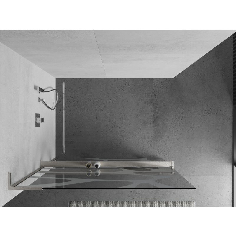 Mexen Kioto+ L Shower Panel with Shelf Walk-in 70 x 200 cm, White Wave, Brushed Nickel - 800-070-123-97-97