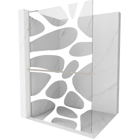 Mexen Kioto+ L Shower Screen with Shelf Walk-in 70 x 200 cm, White Pattern, Brushed Nickel - 800-070-123-97-97