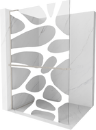 Mexen Kioto+ L Shower Wall with Walk-in Shelf 110 x 200 cm, White Pattern, Brushed Nickel - 800-110-123-97-97