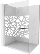 Mexen Kioto+ L Shower Screen with Shelf Walk-in 80 x 200 cm, White Pattern, Chrome - 800-080-123-01-85