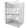 Mexen Kioto+ L Shower Wall with Shelf Walk-in 70 x 200 cm, White Pattern, Black - 800-070-123-70-85