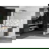 Mexen Kioto+ L Shower Wall with Shelf Walk-in 110 x 200 cm, White Pattern, Black - 800-110-123-70-85