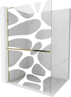 Mexen Kioto+ L walk-in shower panel with shelf 110 x 200 cm, white wave, gold - 800-110-123-50-97