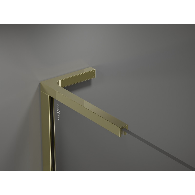 Mexen Kioto+ L walk-in shower panel with shelf 110 x 200 cm, white wave, gold - 800-110-123-50-97