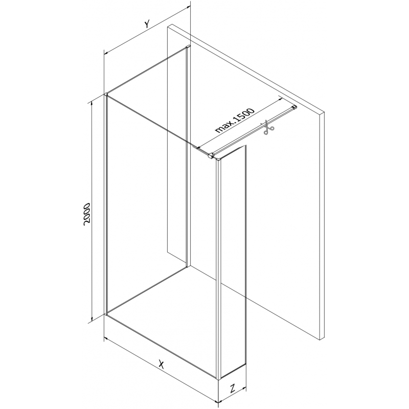 Mexen Kioto Walk-in Shower Wall 140 x 85 x 30 cm, Transparent, Brushed Nickel - 800-140-085-221-97-00-030