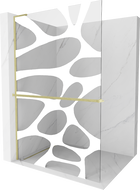 Mexen Kioto+ L Walk-in Shower Wall with Shelf 70 x 200 cm, white pattern, brushed gold - 800-070-123-55-97