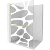Mexen Kioto+ L Walk-in Shower Wall with Shelf 110 x 200 cm, White Pattern, Brushed Gold - 800-110-123-55-97
