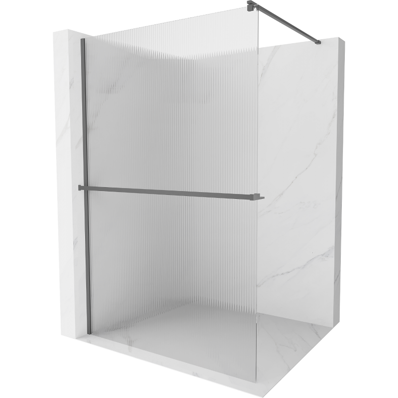 Mexen Kioto+ Walk-in Shower Wall with Shelf 100 x 200 cm, Matte Black, Gun Metal - 800-100-121-95-09