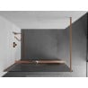 Mexen Kioto+ shower screen with Walk-in shelf 90 x 200 cm, stripes, brushed copper - 800-090-121-65-09