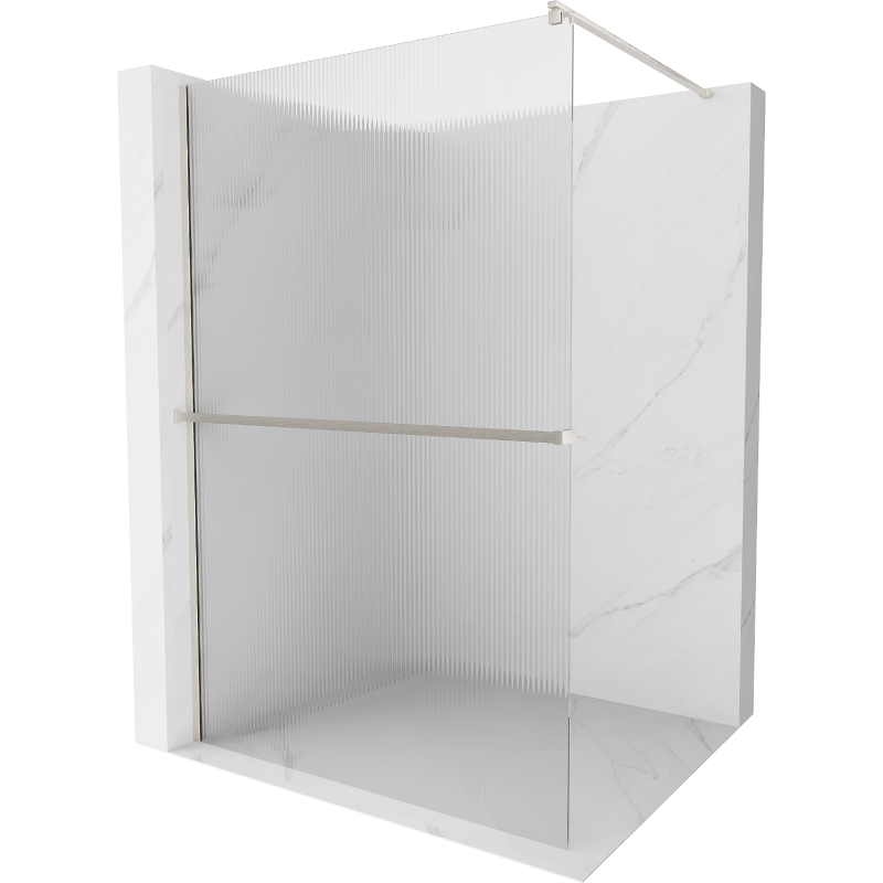 Mexen Kioto+ Walk-in Shower Wall with Shelf 80 x 200 cm, Clear, Brushed Nickel - 800-080-121-97-09