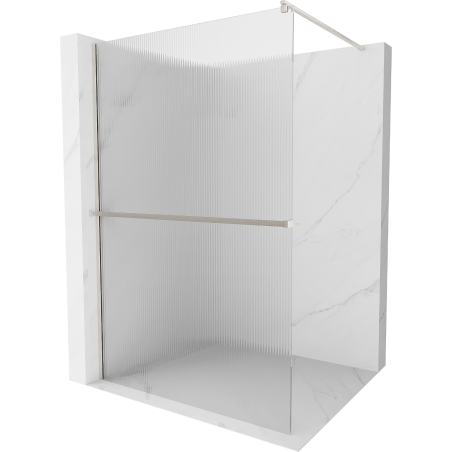 Mexen Kioto+ Walk-in Shower Wall with Shelf 120 x 200 cm, Clear, Brushed Nickel - 800-120-121-97-09