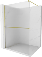 Mexen Kioto+ Walk-in shower wall with shelf 130 x 200 cm, stripes, gold brushed - 800-130-121-55-09
