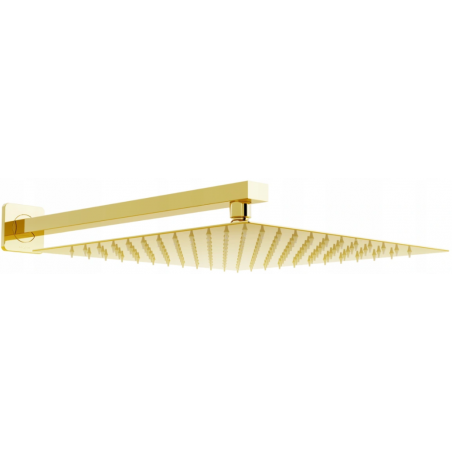 Mexen Slim showerhead 30 x 30 cm with shower arm, gold - 79130112-50