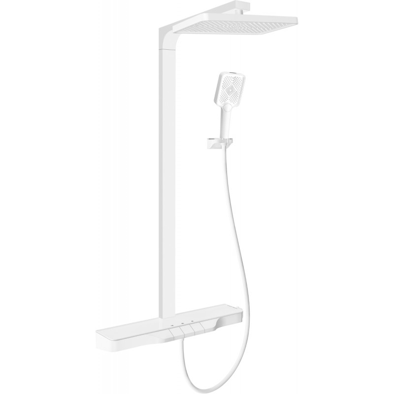 Mexen Zoom exposed shower set with rain shower and faucet, white - 78101-20