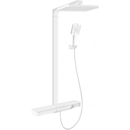 Mexen Zoom exposed shower set with overhead shower and mixer, white - 78101-20