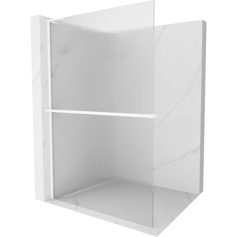 Mexen Kioto+ L shower wall with shelf Walk-in 70 x 200 cm, stripes, white - 800-070-123-20-09