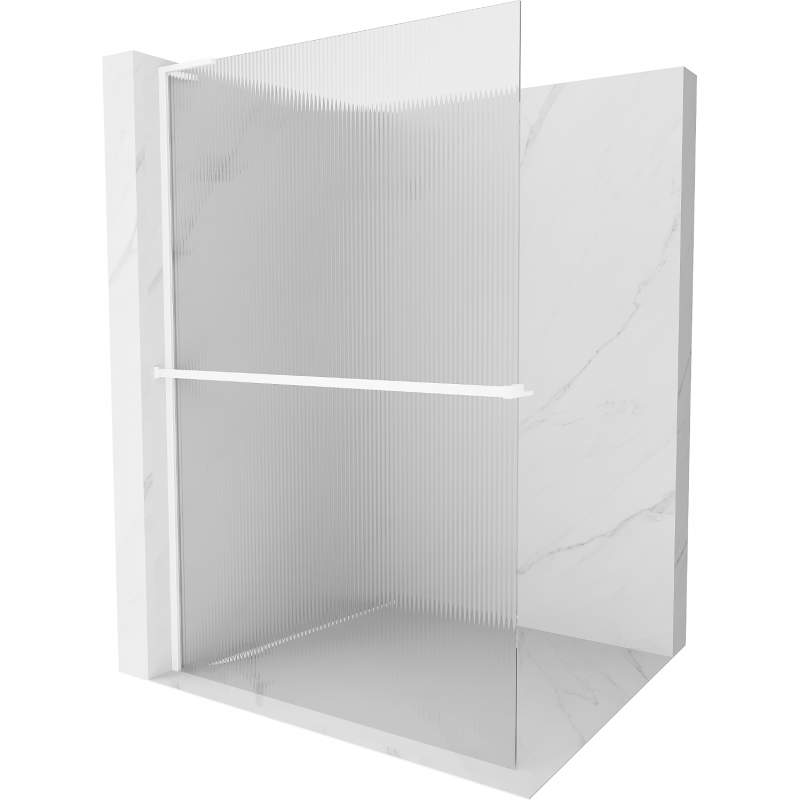 Mexen Kioto+ L Shower Panel with Walk-in Shelf 80 x 200 cm, Clear Glass, White - 800-080-123-20-09
