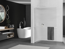 Mexen Kioto+ L Shower Screen with Shelf Walk-in 100 x 200 cm, Clear, White - 800-100-123-20-09