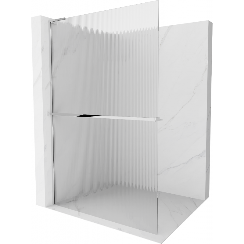 Mexen Kioto+ L Shower Wall with Walk-in Shelf 70 x 200 cm, Clear, Chrome - 800-070-123-01-09