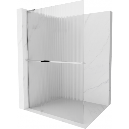 Mexen Kioto+ L shower wall with shelf Walk-in 100 x 200 cm, stripes, chrome - 800-100-123-01-09