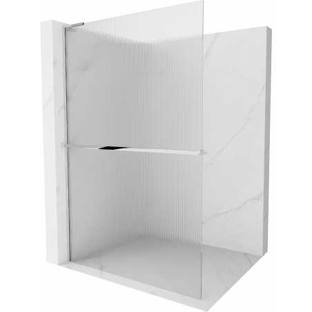 Mexen Kioto+ L shower panel with shelf Walk-in 110 x 200 cm, stripes, chrome - 800-110-123-01-09