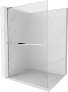 Mexen Kioto+ L Shower Wall with Walk-in Shelf 120 x 200 cm, Clear Glass, Chrome - 800-120-123-01-09