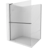 Mexen Kioto+ L Shower Wall with Walk-in Shelf 90 x 200 cm, Brushed Gun Gray - 800-090-123-66-09