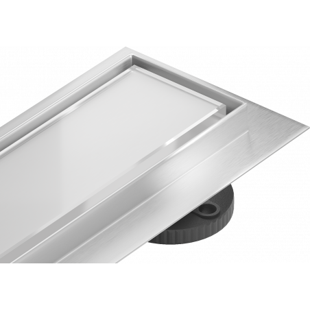 Mexen Flat MGW linear drain 60 cm, White Glass - 1027060-15