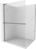 Mexen Kioto+ L Shower Wall with Shelf Walk-in 120 x 200 cm, Matte, Gun Metal - 800-120-123-95-09