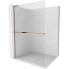 Mexen Kioto+ L Shower Wall with Shelf Walk-in 110 x 200 cm, Stripes, Rose Gold - 800-110-123-60-09