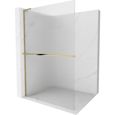 Mexen Kioto+ L shower panel with shelf Walk-in 90 x 200 cm, stripes, gold - 800-090-123-50-09