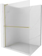 Mexen Kioto+ L shower wall with shelf Walk-in 80 x 200 cm, stripes, brushed gold - 800-080-123-55-09
