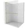 Mexen Kioto+ L Shower Panel with Walk-in Shelf 100 x 200 cm, Clear Glass, Brushed Gold - 800-100-123-55-09